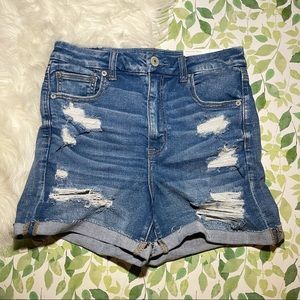 American Eagle Curvy Hi-Rise Shortie Denim Shorts